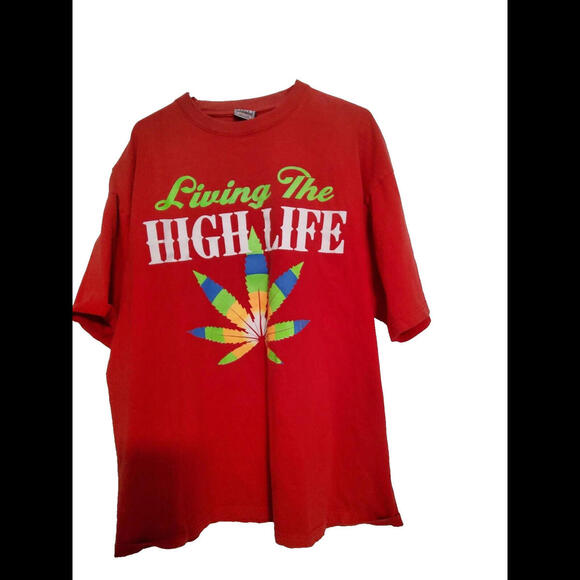 Pro Crux Mens Red Distressed T Shirt Living the High Life 3XL - Picture 2 of 4